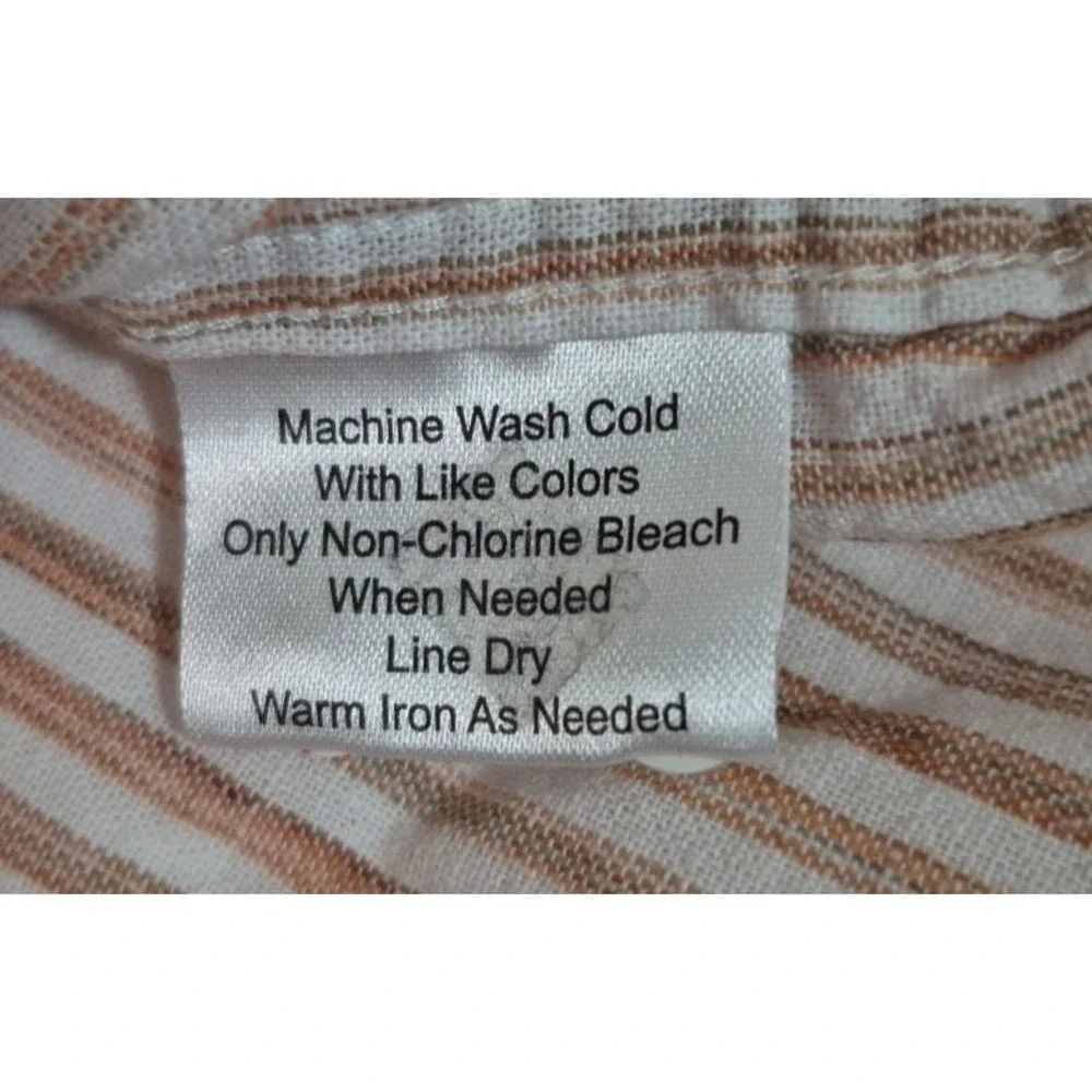 Joseph Abboud Shirt Mens‎ XXL Brown Striped Modern Fit Linen Blend Long Sleeve